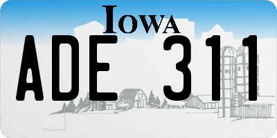 IA license plate ADE311