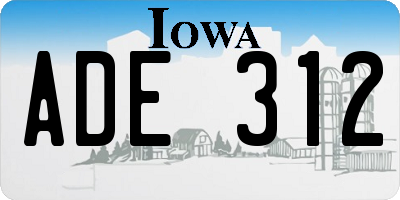 IA license plate ADE312