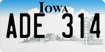 IA license plate ADE314
