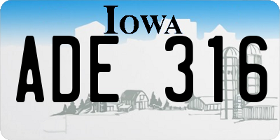 IA license plate ADE316