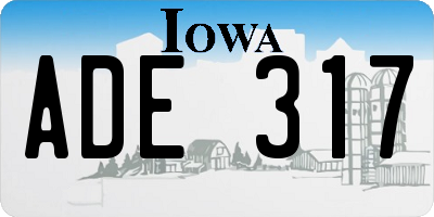 IA license plate ADE317