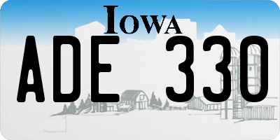 IA license plate ADE330