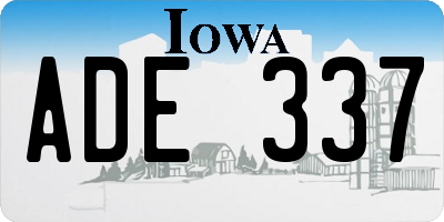 IA license plate ADE337