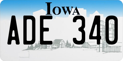 IA license plate ADE340