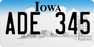 IA license plate ADE345