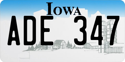 IA license plate ADE347