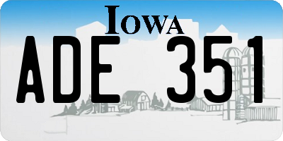 IA license plate ADE351