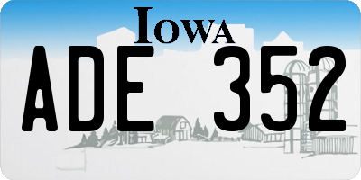 IA license plate ADE352
