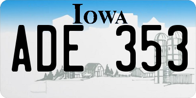 IA license plate ADE353