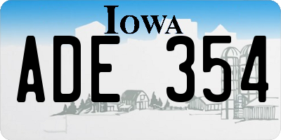 IA license plate ADE354
