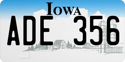 IA license plate ADE356