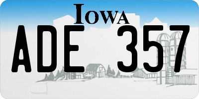 IA license plate ADE357