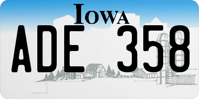 IA license plate ADE358