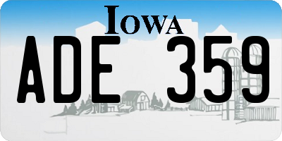 IA license plate ADE359