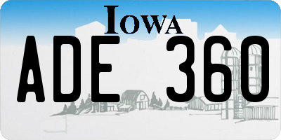 IA license plate ADE360