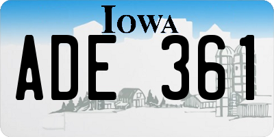 IA license plate ADE361