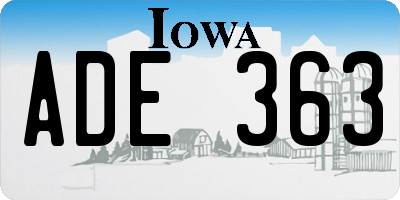 IA license plate ADE363
