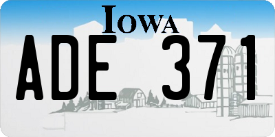 IA license plate ADE371