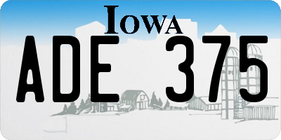 IA license plate ADE375