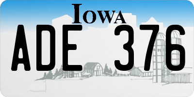IA license plate ADE376
