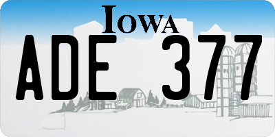 IA license plate ADE377
