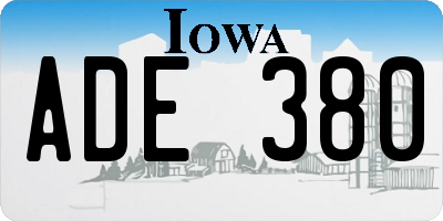 IA license plate ADE380