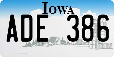 IA license plate ADE386