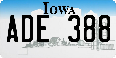 IA license plate ADE388