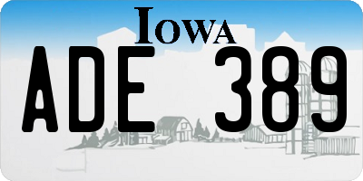 IA license plate ADE389
