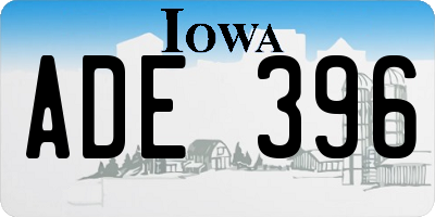 IA license plate ADE396