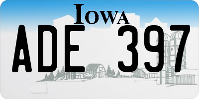 IA license plate ADE397