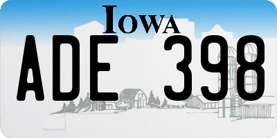 IA license plate ADE398