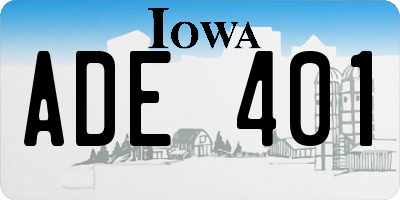 IA license plate ADE401