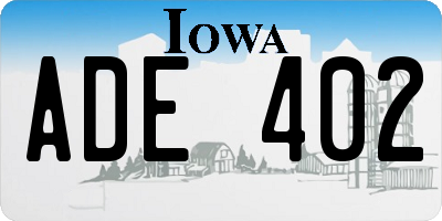 IA license plate ADE402