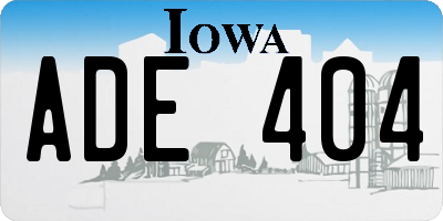 IA license plate ADE404