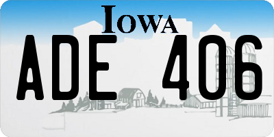 IA license plate ADE406