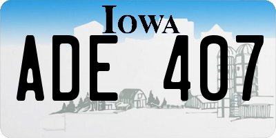IA license plate ADE407
