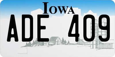 IA license plate ADE409