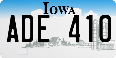 IA license plate ADE410