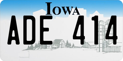 IA license plate ADE414