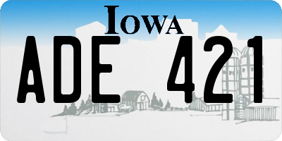 IA license plate ADE421