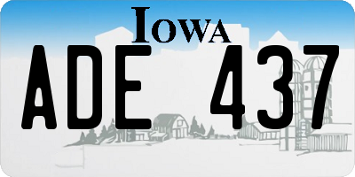 IA license plate ADE437
