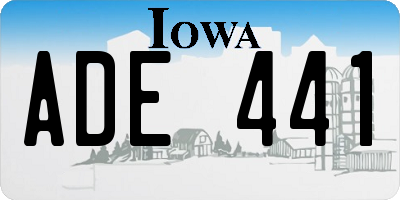 IA license plate ADE441