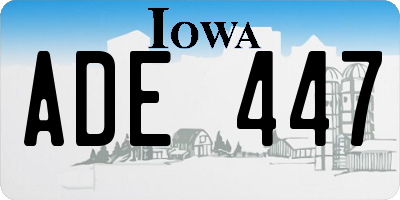IA license plate ADE447