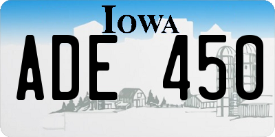 IA license plate ADE450
