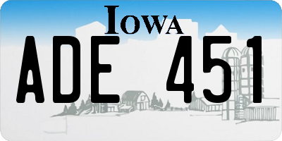 IA license plate ADE451