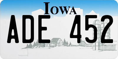 IA license plate ADE452