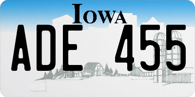 IA license plate ADE455