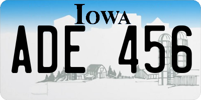 IA license plate ADE456