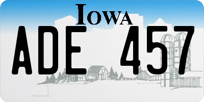 IA license plate ADE457